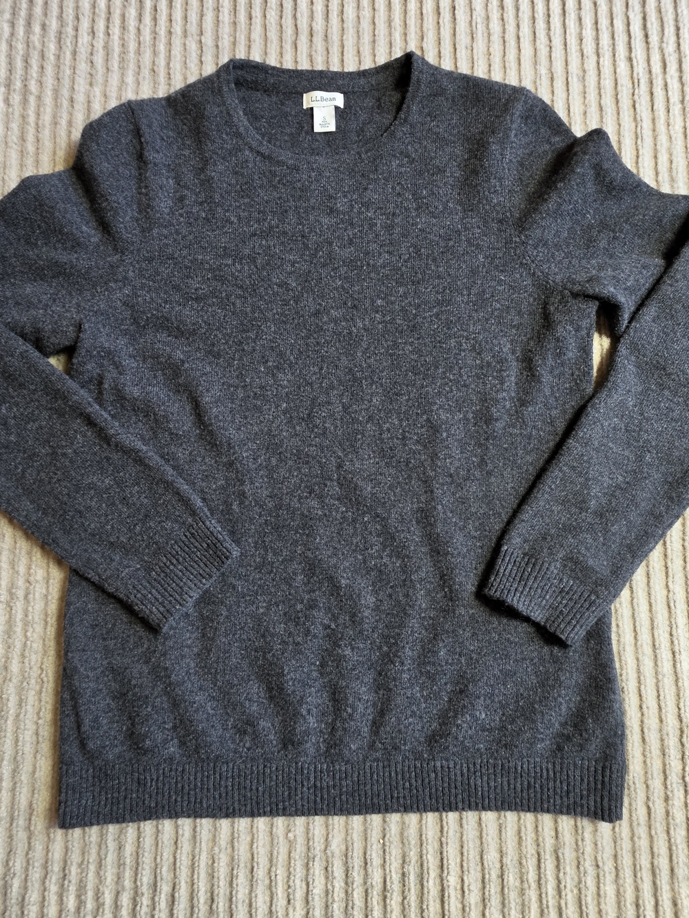 LL Bean Women's Cashmere Sweater Crew Neck Gray Size Small Soft 100% Cashmere